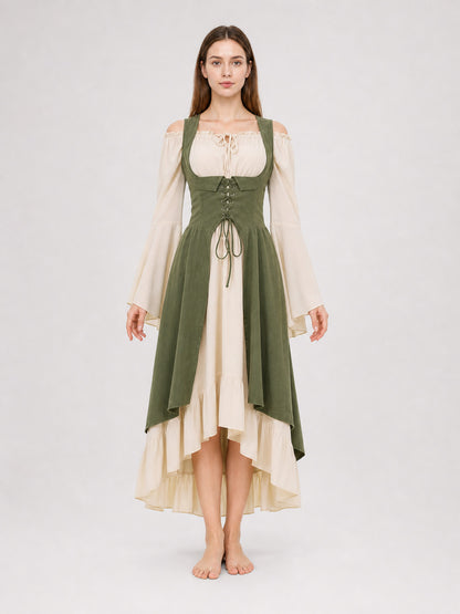 Medieval-Style Lace-Up Pinafore Dress front view