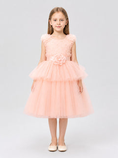 Dressy Dress with a Full Tulle Skirt and Rose