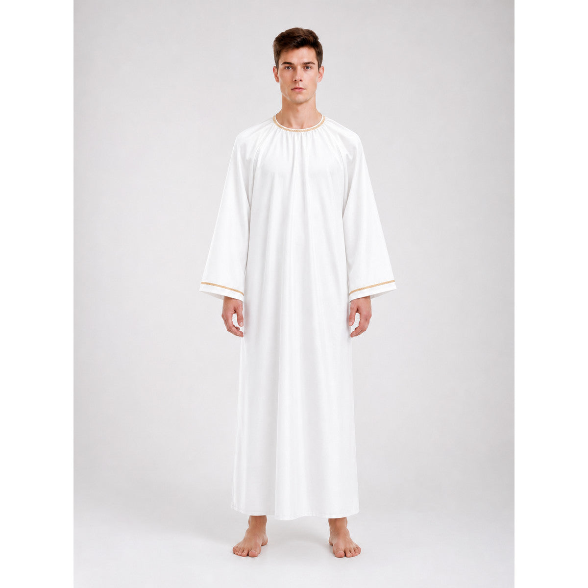 White Cosplay Cloak with Gold Trim