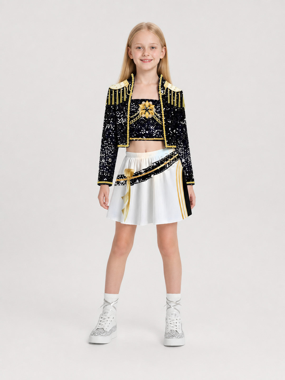 Children's Sequin Stage Costume Set on-model view