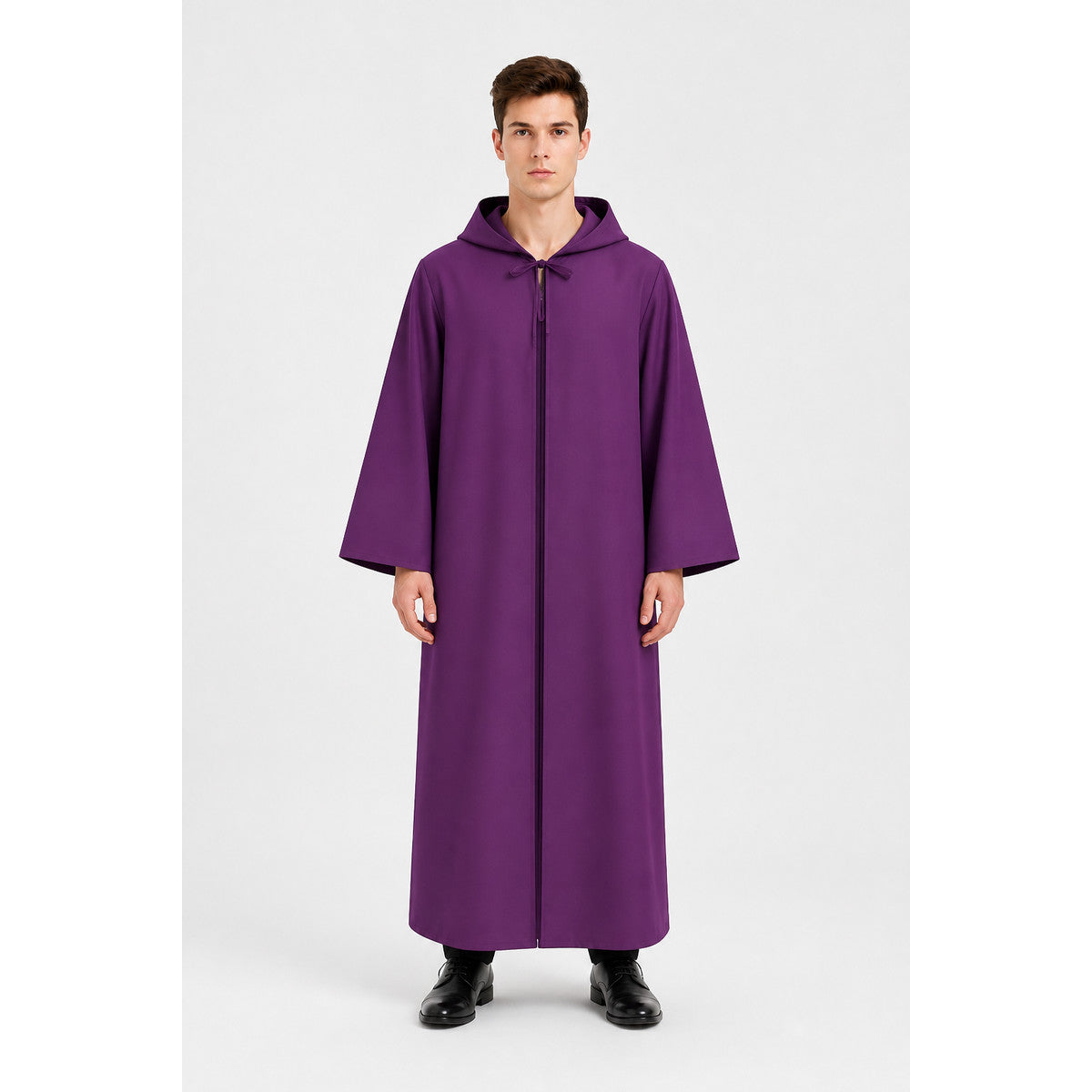 Purple Hooded Robe with Wide Sleeves main product view