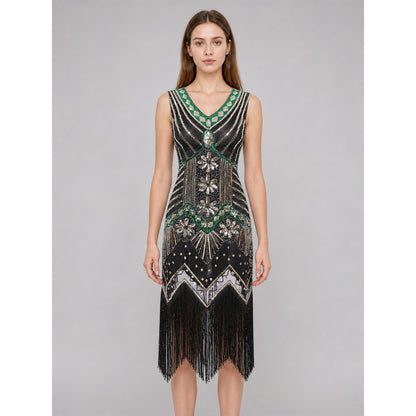 Vintage Retro-Style Fringe and Sequin Dress
