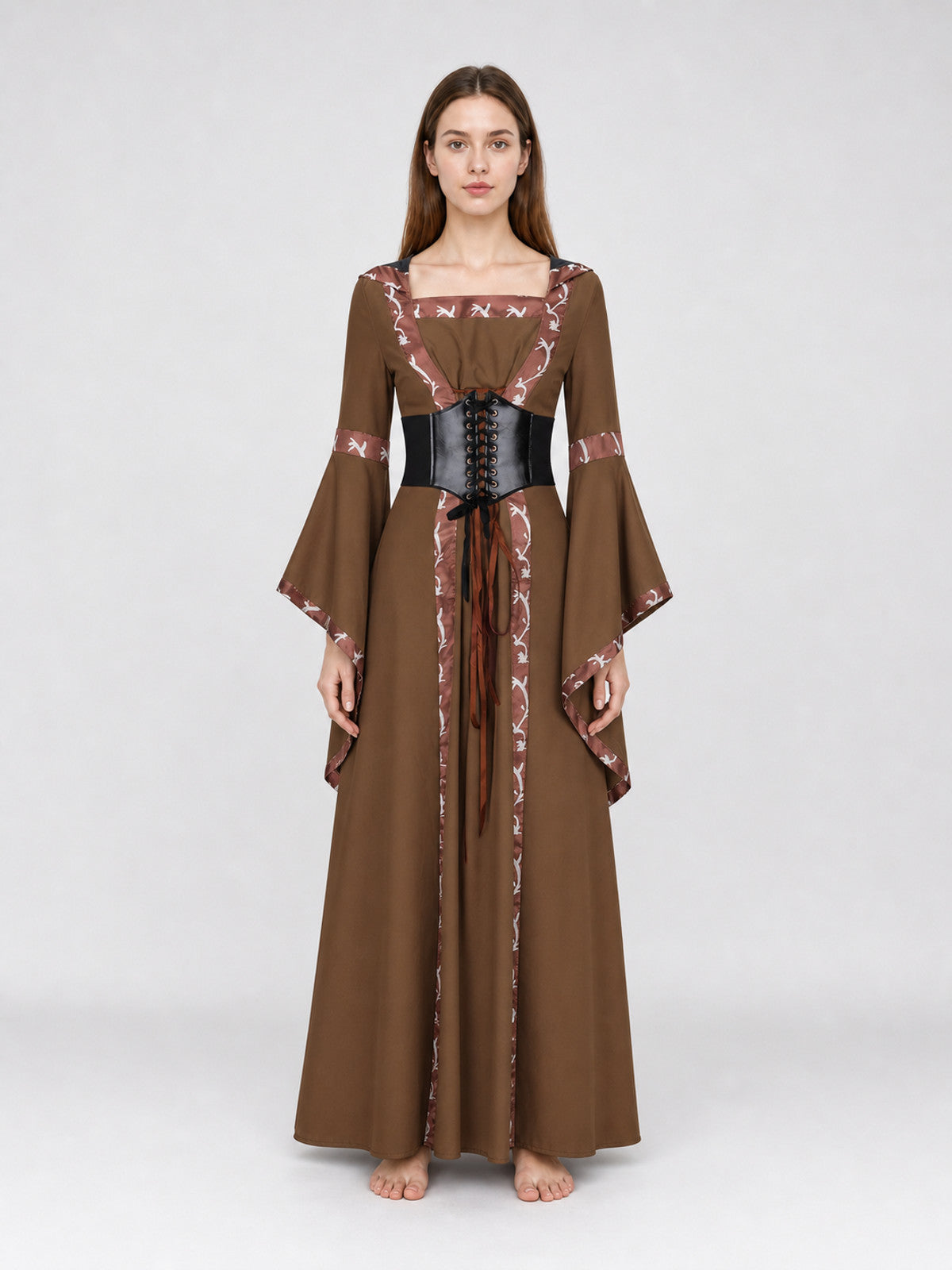 Medieval Hooded Lace-Up Dress