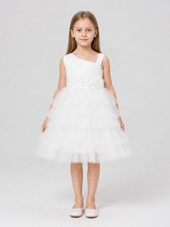 White Girls’ Dress with a Full Tulle Skirt
