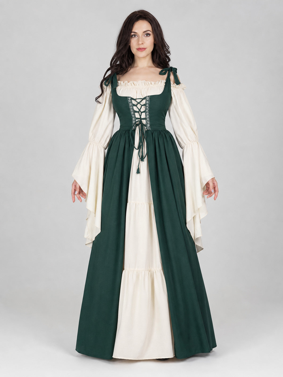 Layered Renaissance-Style Costume Dress front view
