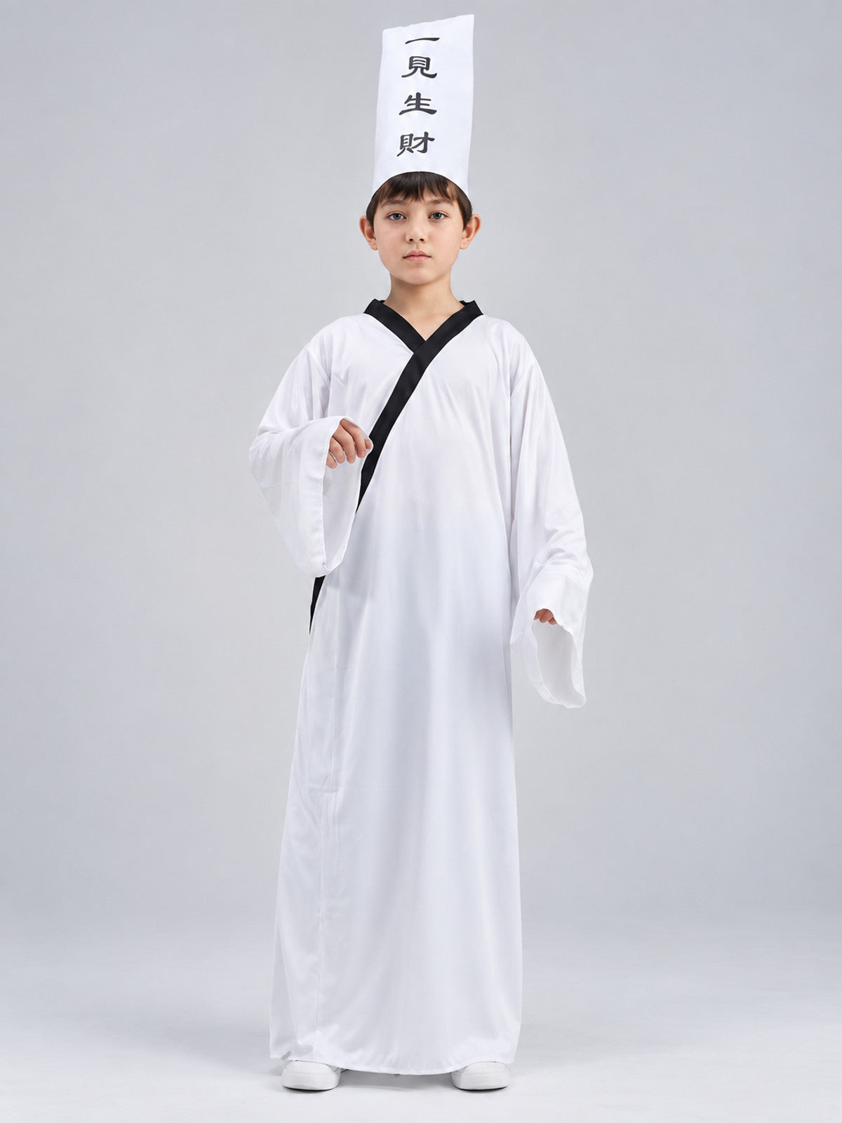 Kids' carnival costume: long white robe and hat