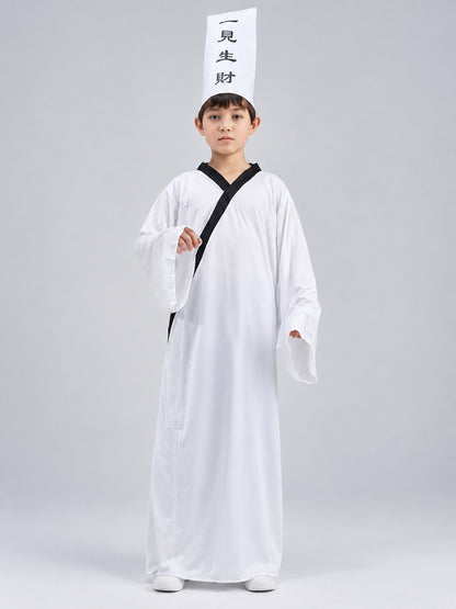 Kids' carnival costume: long white robe and hat