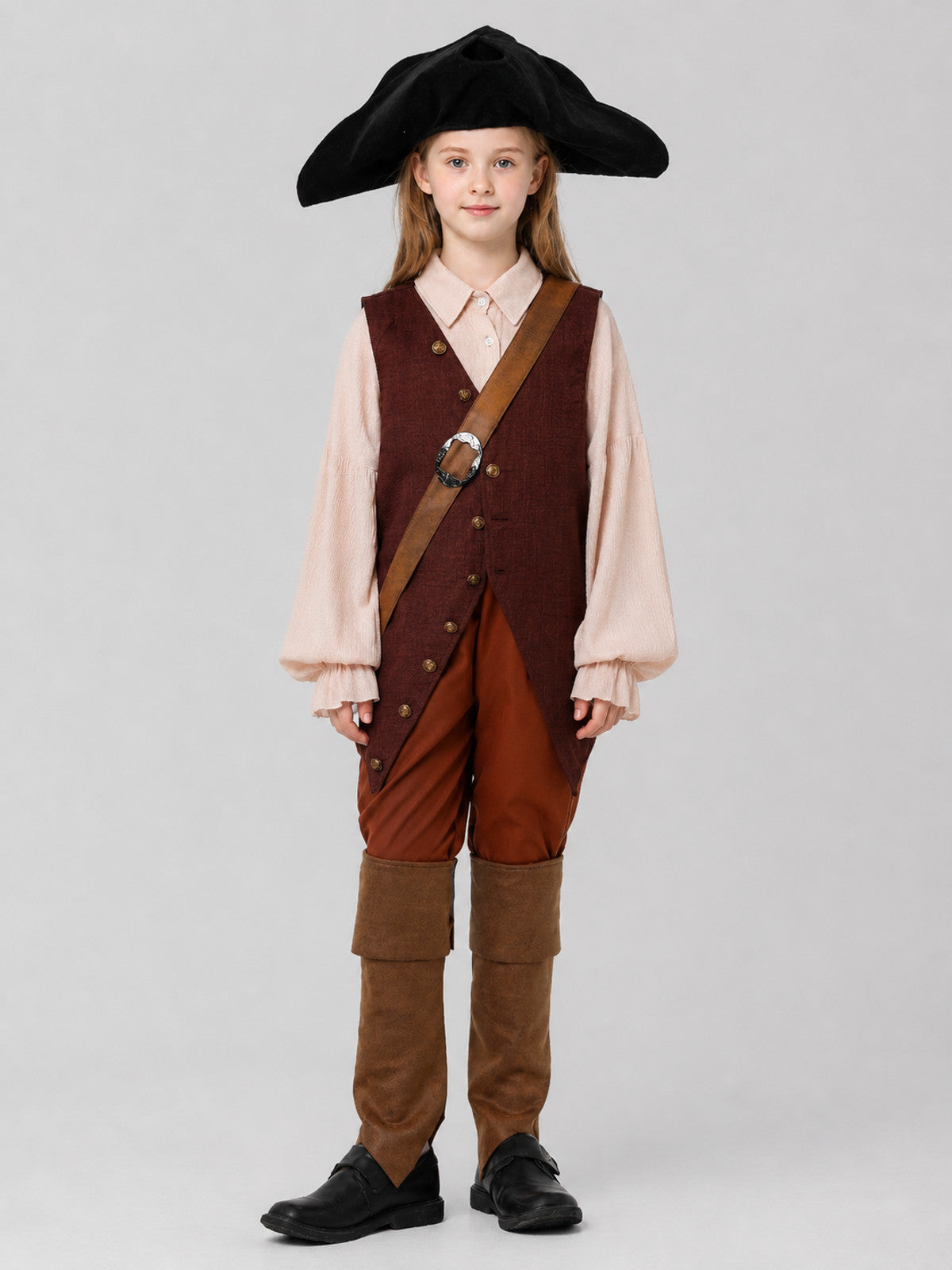 Children's Pirate Costume with Vest and Hat, S-XXL
