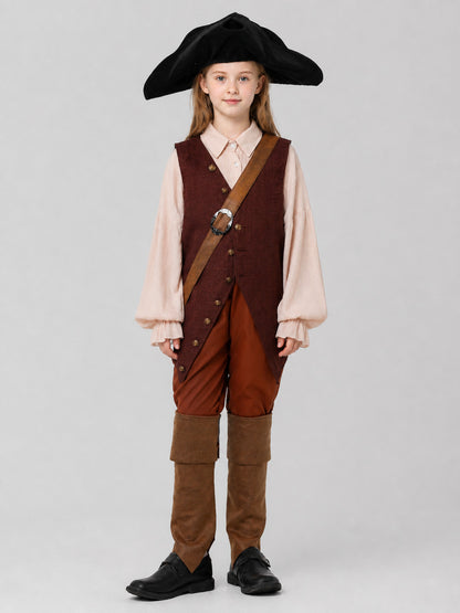 Children's Pirate Costume with Vest and Hat, S-XXL