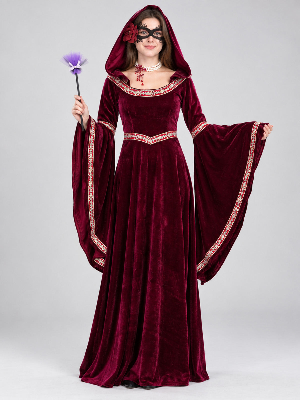 Medieval-Style Carnival Costume, Burgundy