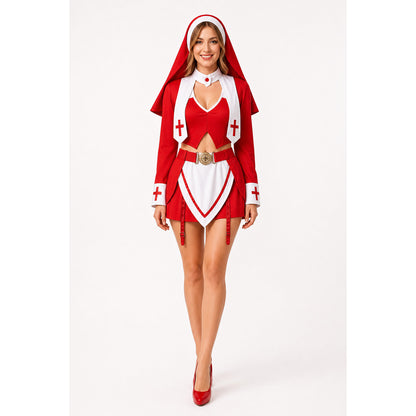 Red Nun Costume Dress for Masquerade Party