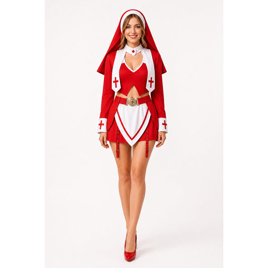 Red Nun Costume Dress for Masquerade Party