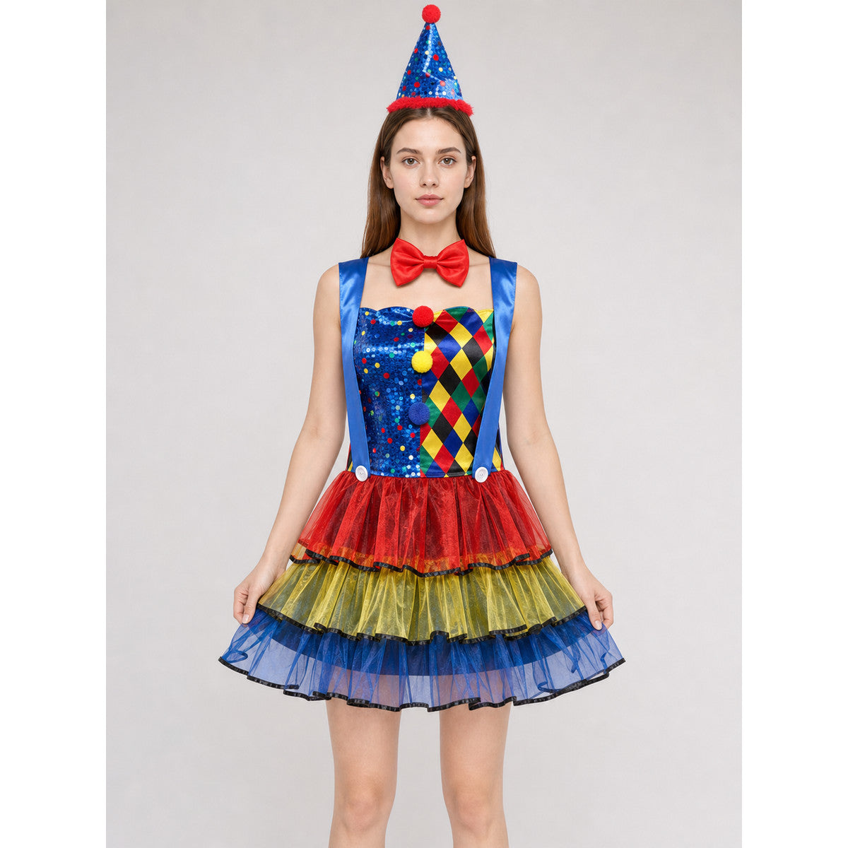 Clown Costume with a Full Skirt and Hat