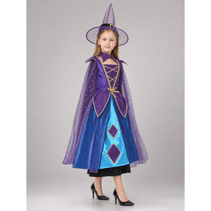 Halloween Witch Costume with Dress and Hat front view