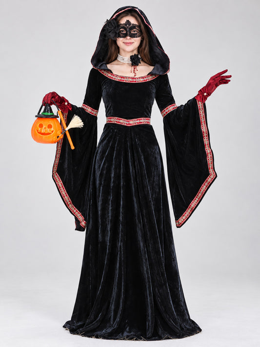 Halloween Witch Costume with Hooded Dress