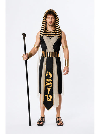 Egyptian Pharaoh Costume with Nemes Headdress and Gold Trim main product view