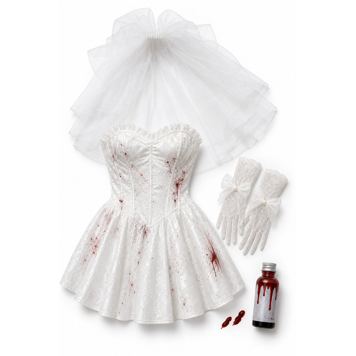 Zombie Bride Costume for Halloween and Masquerade on-model view