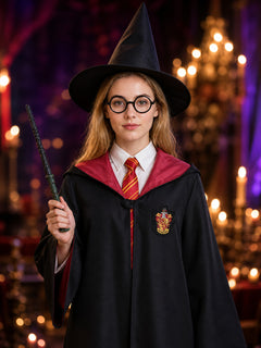 Wizard Robe Costume Set, 8-Piece School-Style Cosplay Outfit with Hat, Tie