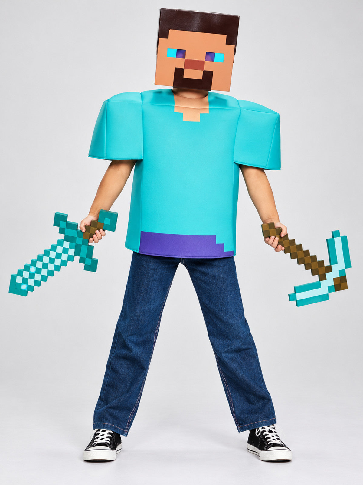Pixel-Style Carnival Costume with Headpiece
