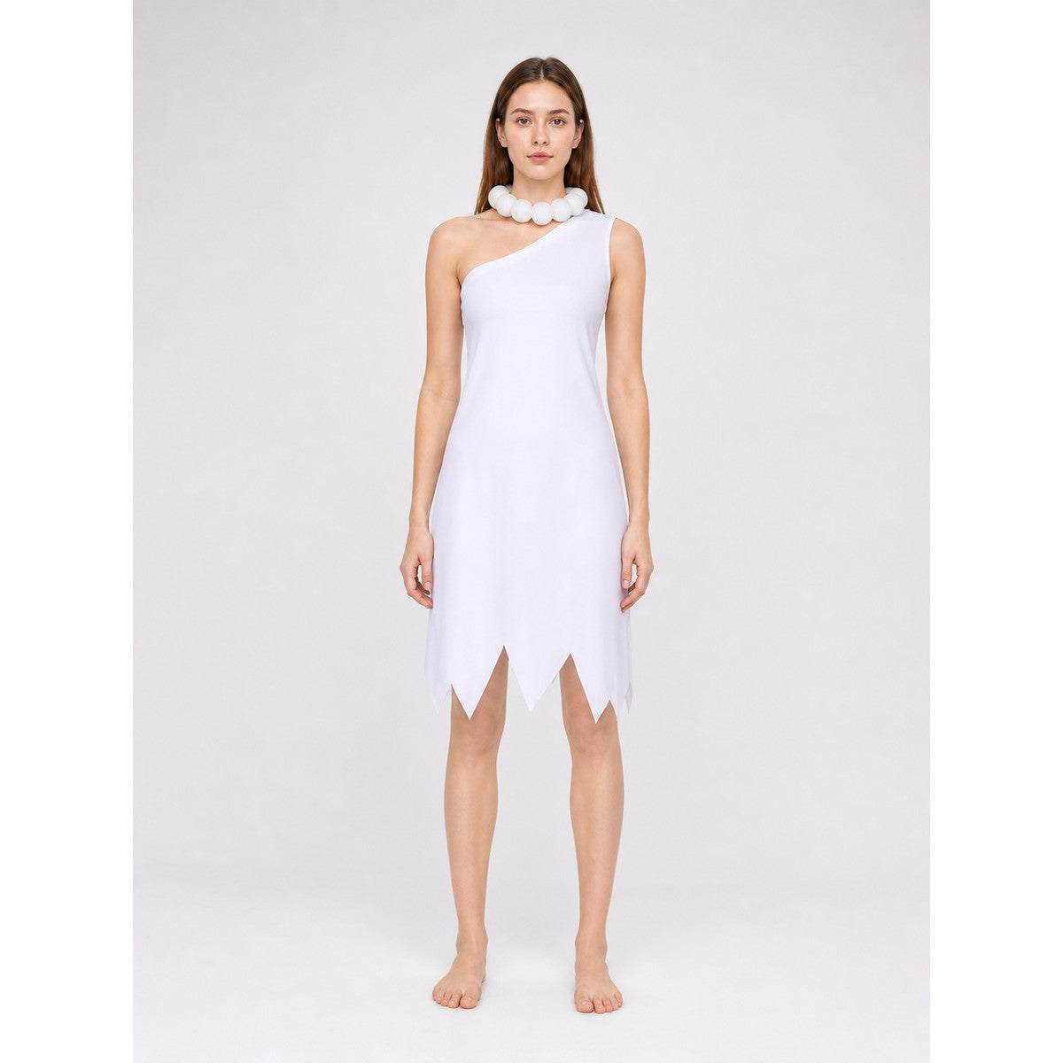 White Halloween Cosplay Dress with Cap