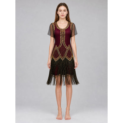 Gatsby-Style Dress with Fringe and Sequins