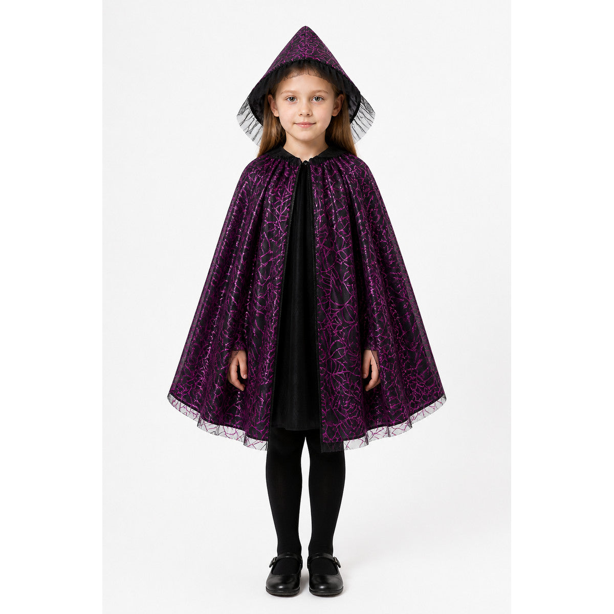 Halloween Hooded Spiderweb Cape main product view