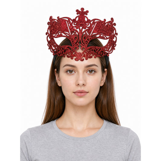 Red Glitter Masquerade Eye Mask