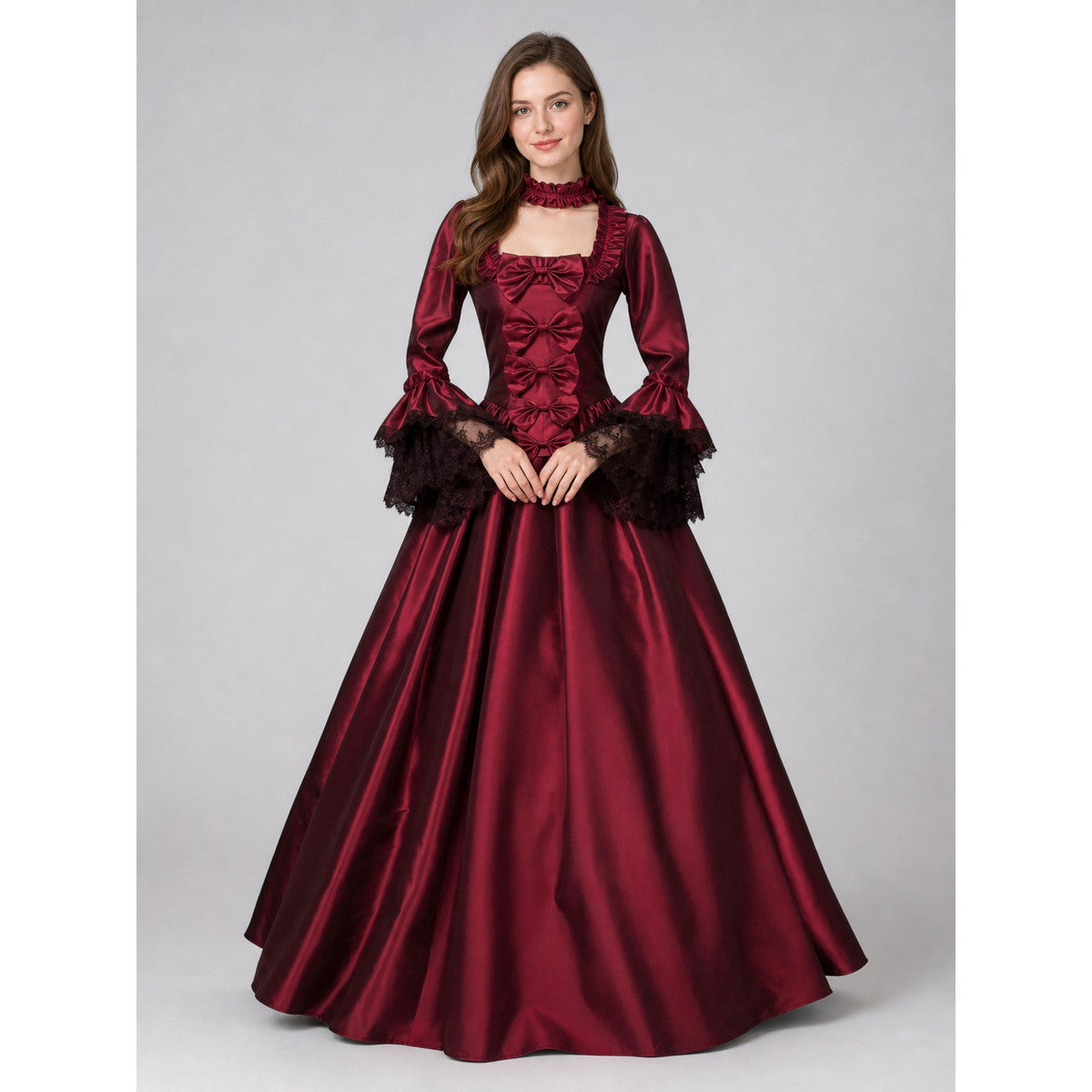 Long Gothic Victorian-Style Dress on-model view