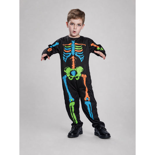 Halloween Skeleton Costume Jumpsuit on-model view