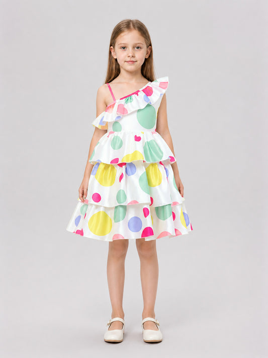 Polka Dot Tutu Party Dress with Ruffles on-model view