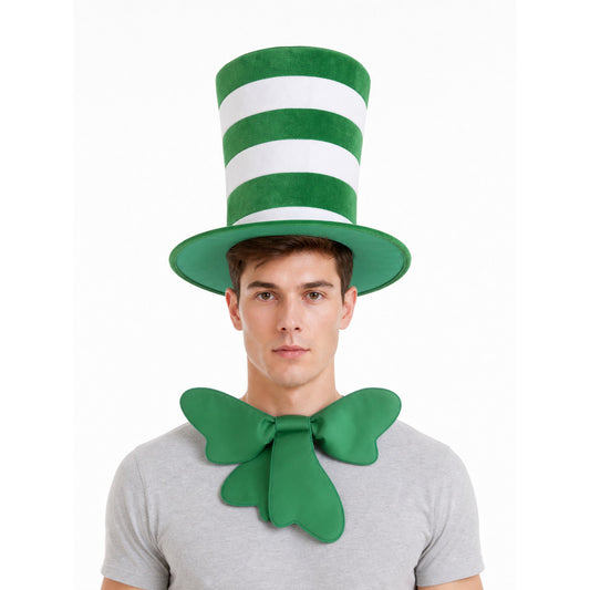 Carnival Top Hat in Green and White Stripes