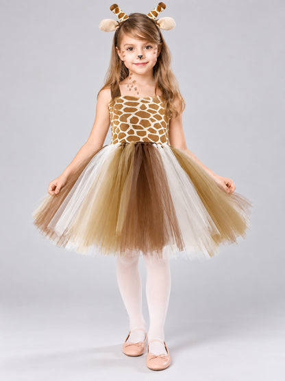 Kids' Giraffe Carnival Dress with Headband and Tail