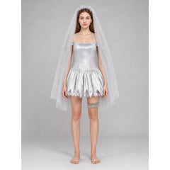 Carnival dress costume with veil and garter