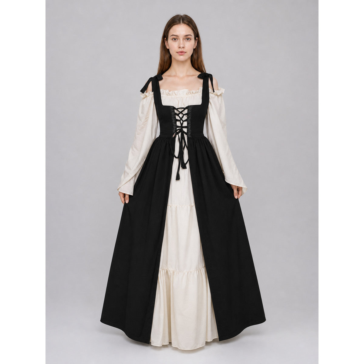 Gothic Costume in Medieval Style, Black on-model view