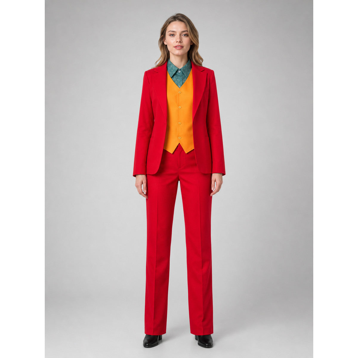 Joker Cosplay Costume, Red Set on-model view