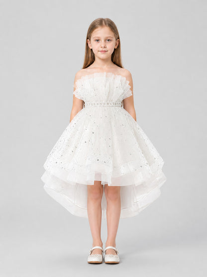 Sleeveless Princess Dress for Girls with a Full Skirt on-model view