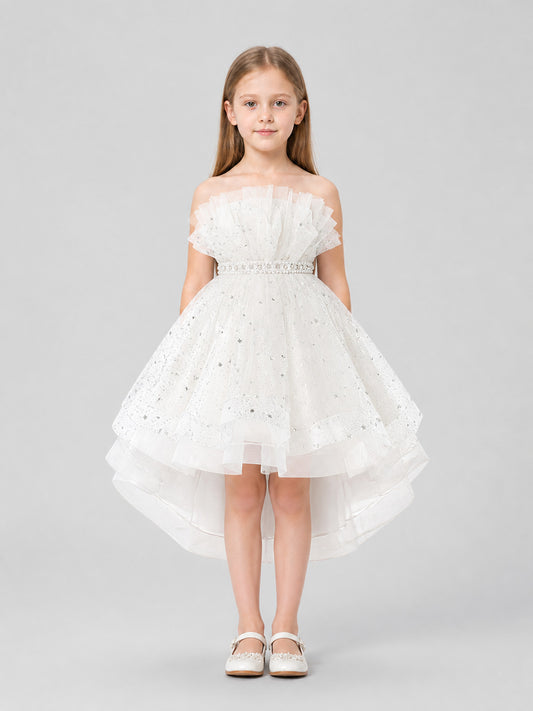 Sleeveless Princess Dress for Girls with a Full Skirt on-model view