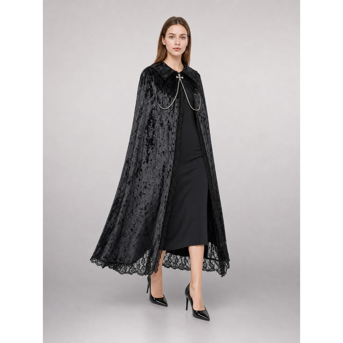 Black Gothic Vampire Costume Dress front view