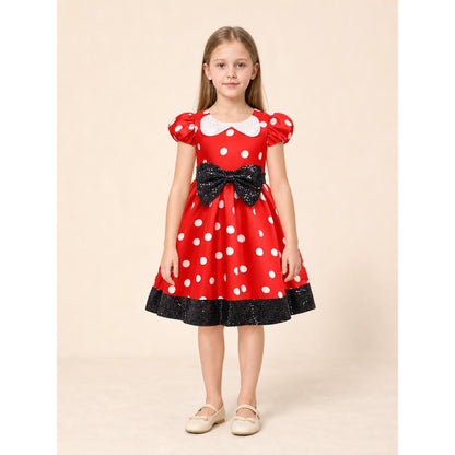 Mouse Costume: Red Polka Dot Dress on-model front view