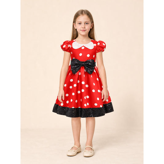 Mouse Costume: Red Polka Dot Dress on-model front view