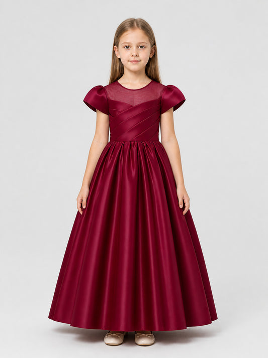 Long Princess Dress with a Full Skirt and Puff Sleeves on-model view