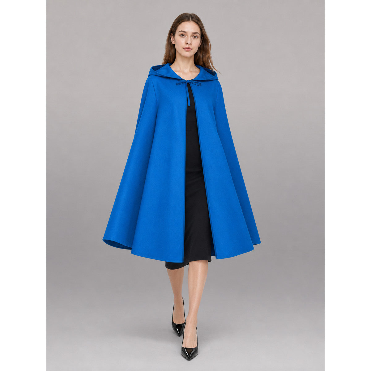 Blue Carnival Cloak with Hood and Zipper