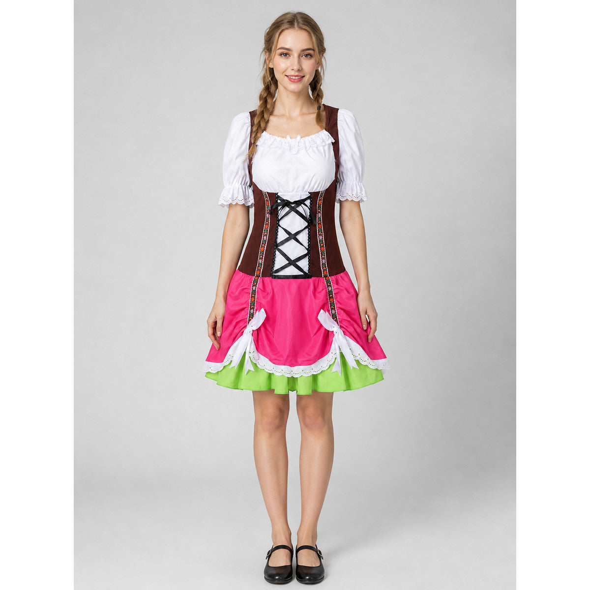 Cosplay Dress with Lace and Tiered Skirt on-model view