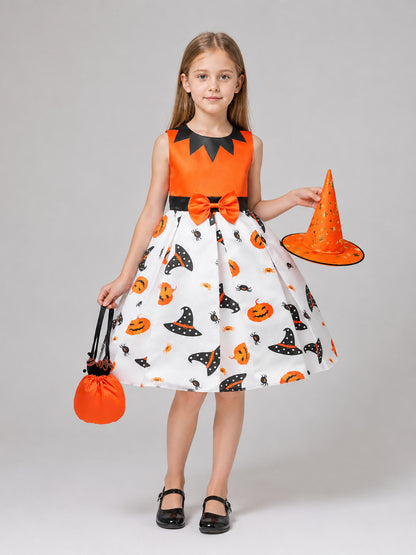 Kids' Costume Dress with Halloween Print on-model view