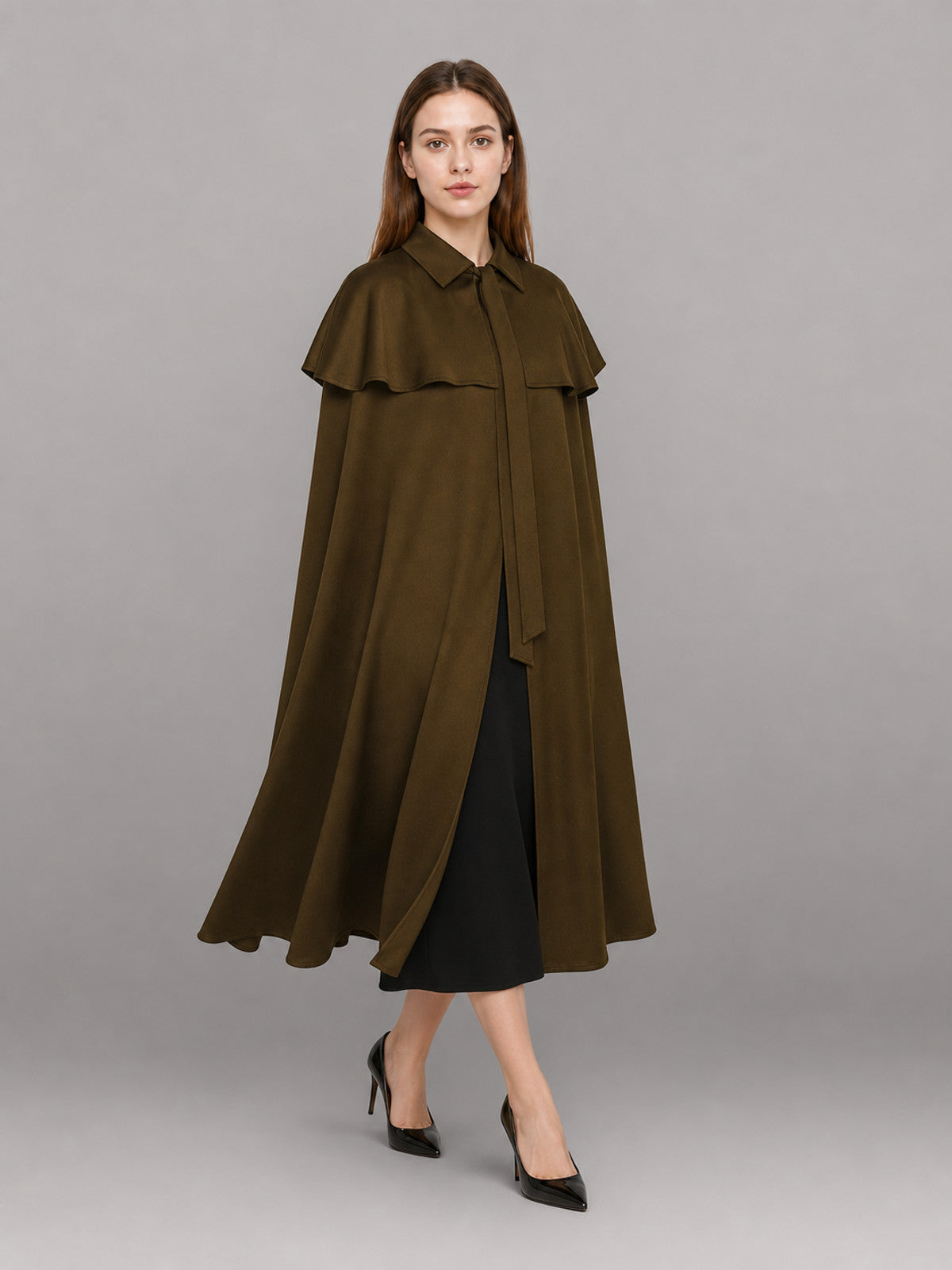 Brown Medieval Carnival Cloak front view
