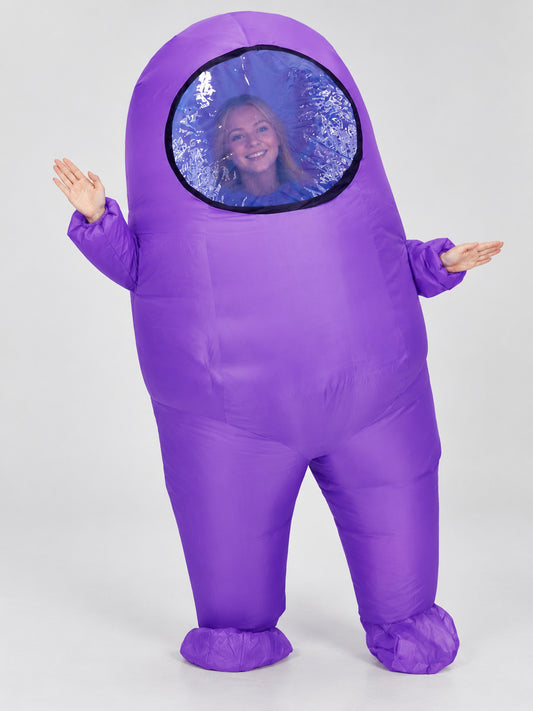 Inflatable costume purple with clear window