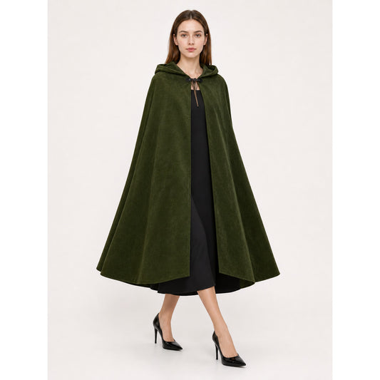Dark Green Hooded Carnival Cloak