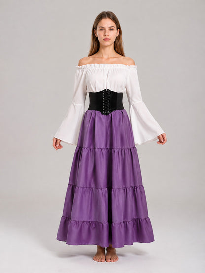 Dress with a Corset, Tiered Skirt, and Ruffles on-model view