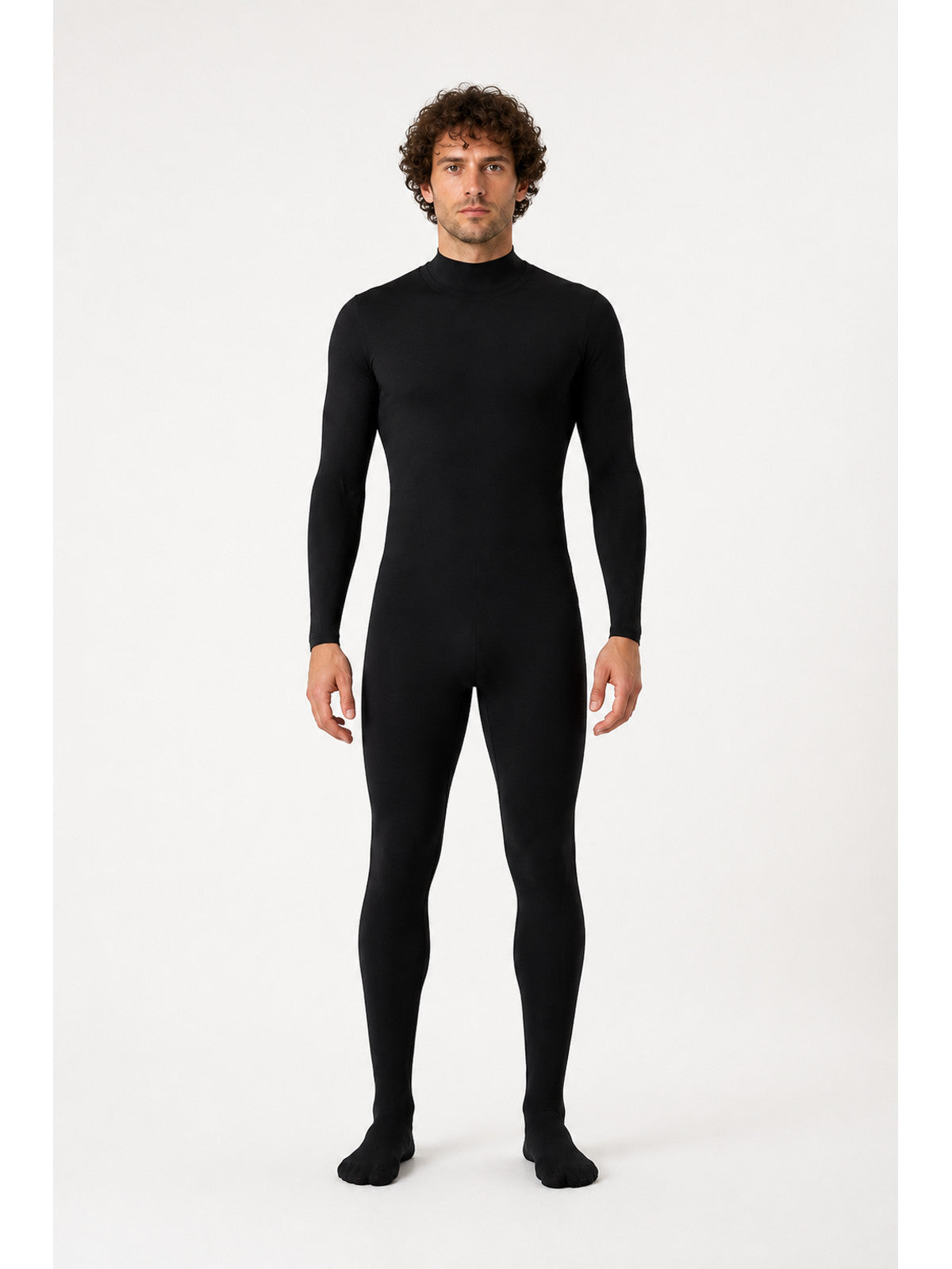 Black Form-Fitting Jumpsuit with Long Sleeves