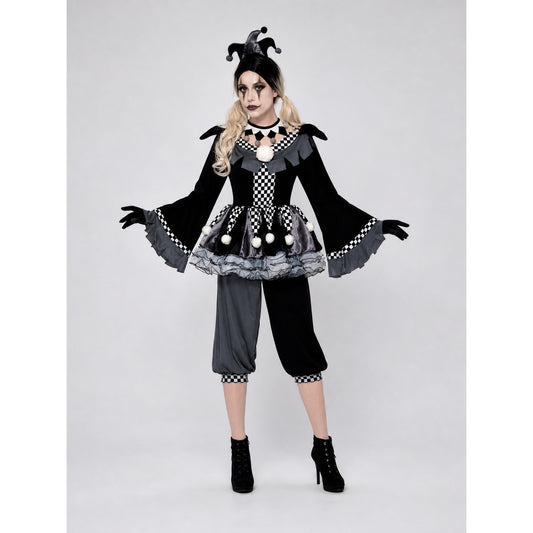 Gothic-Style Clown Costume for Halloween